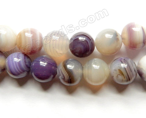 Light Purple Sardonix Agate  -  Smooth Round Beads  16"