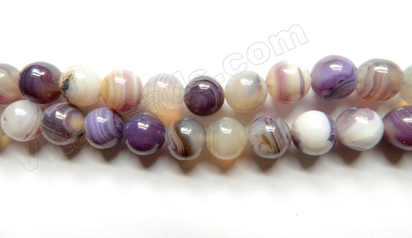 Light Purple Sardonix Agate  -  Smooth Round Beads  16"