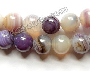 Light Purple Sardonix Agate  -  Smooth Round Beads  16"