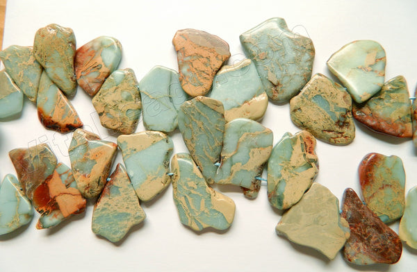 Cyan Amazonite Impression Jasper - Graduated Top-drilled Slabs  15"