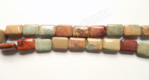 Cyan Impression Jasper  -  Puff Rectangles  16"