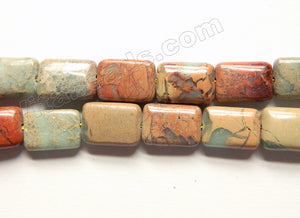 Cyan Impression Jasper  -  Puff Rectangles  16"