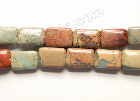 Cyan Impression Jasper  -  Puff Rectangles  16"