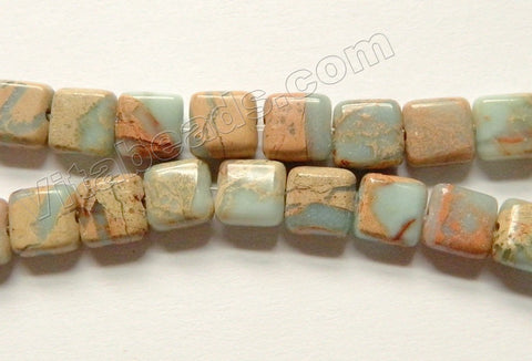 Cyan Impression Jasper  -  Puff Squares  16"