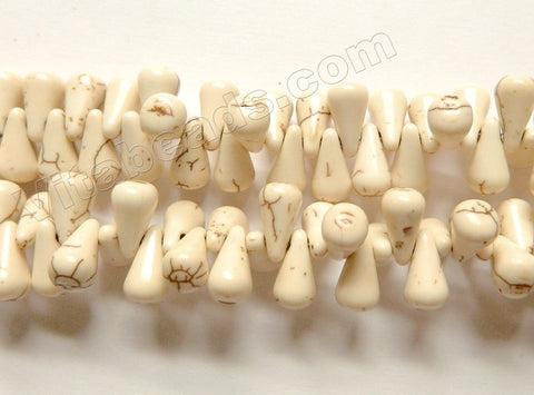 Ivory Cracked Turquoise  -  Round Teardrops Top-drilled 16"