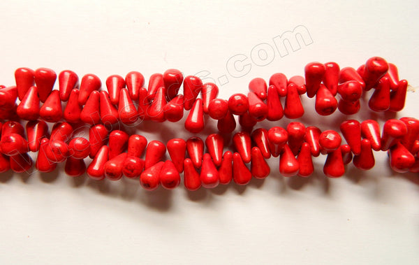 Red Cracked Turquoise  -  Round Teardrops Top-drilled 16"