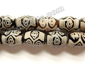 Tibetan DZi Agate w/ Dragon Eye Design - Smooth Drums  13.5"