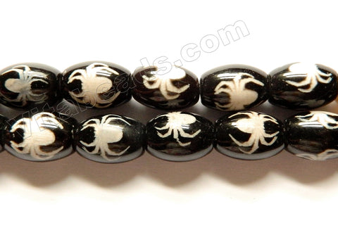 Tibetan DZi Agate w/ Spider Design - Smooth Drums  13.5"