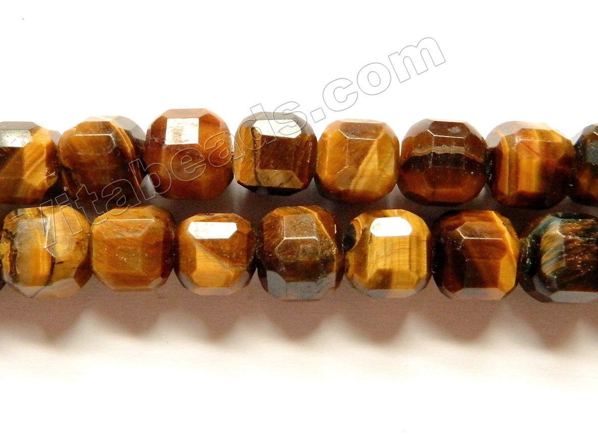 Yellow Tiger Eye AA  -  Faceted Cubes  15"