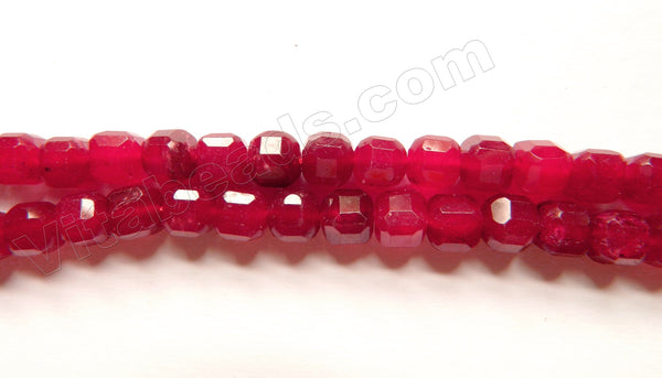Dark Cherry Red Jade  -  Faceted Cubes  15"