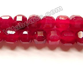 Dark Cherry Red Jade  -  Faceted Cubes  15"
