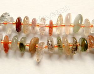 Natural Mixed Rutilated Quartz  -  Irregular Saucer Nugget w/ Spacers  16"
