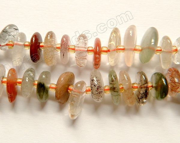 Natural Mixed Rutilated Quartz  -  Irregular Saucer Nugget w/ Spacers  16"