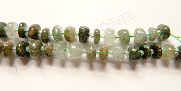Natural Green Rutilated Quartz  -  Irregular Saucer Nugget w/ Spacers  16"