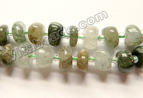Natural Green Rutilated Quartz  -  Irregular Saucer Nugget w/ Spacers  16"