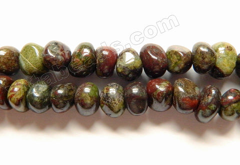New Blood Stone  -  Center Drilled Nugget Beads 16"