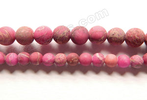Matte Fuchsia Impression Jasper -  Smooth Round Beads  16"