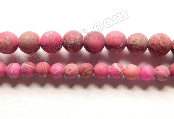 Matte Fuchsia Impression Jasper -  Smooth Round Beads  16"