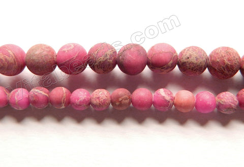 Matte Fuchsia Impression Jasper -  Smooth Round Beads  16"