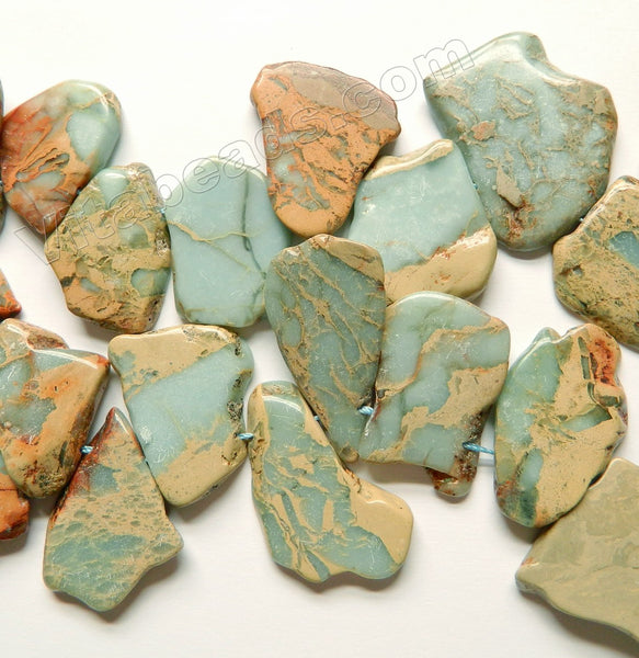 Cyan Amazonite Impression Jasper - Graduated Top-drilled Slabs  15"