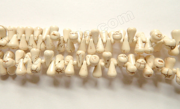Ivory Cracked Turquoise  -  Round Teardrops Top-drilled 16"