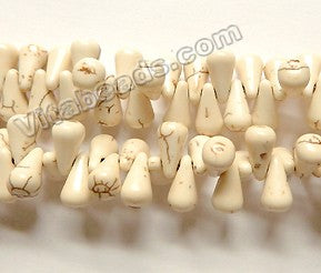 Ivory Cracked Turquoise  -  Round Teardrops Top-drilled 16"