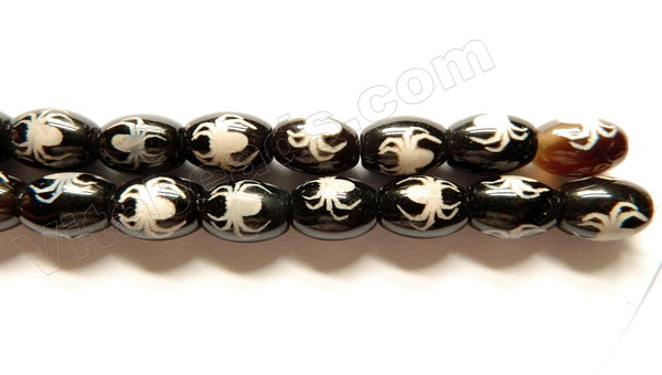 Tibetan DZi Agate w/ Spider Design - Smooth Drums  13.5"
