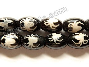 Tibetan DZi Agate w/ Spider Design - Smooth Drums  13.5"