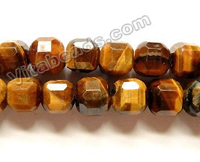 Yellow Tiger Eye AA  -  Faceted Cubes  15"