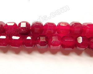 Dark Cherry Red Jade  -  Faceted Cubes  15"
