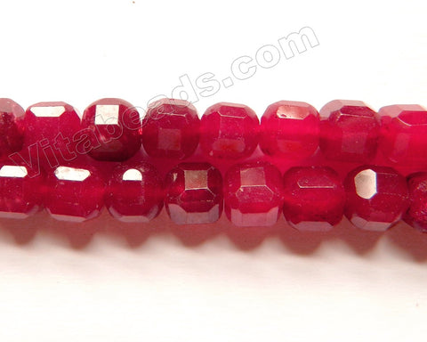 Dark Cherry Red Jade  -  Faceted Cubes  15"