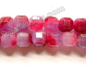 Purple Red Candy Jade  -  Faceted Cubes  15"