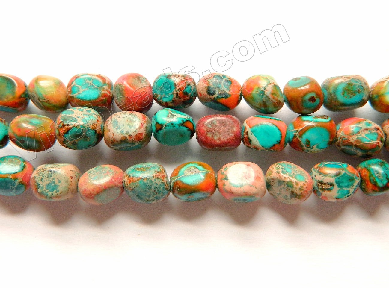 Mixed Blue TQ Orange Impression Jasper  -  Small Cube Nuggets  16"