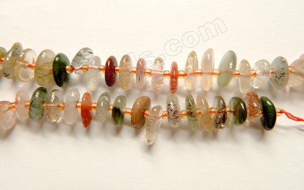 Natural Mixed Rutilated Quartz  -  Irregular Saucer Nugget w/ Spacers  16"