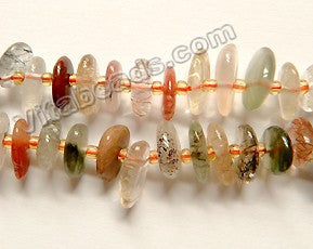 Natural Mixed Rutilated Quartz  -  Irregular Saucer Nugget w/ Spacers  16"
