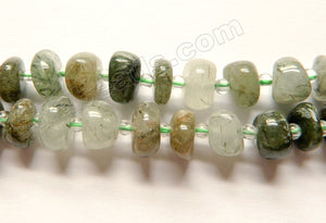 Natural Green Rutilated Quartz  -  Irregular Saucer Nugget w/ Spacers  16"