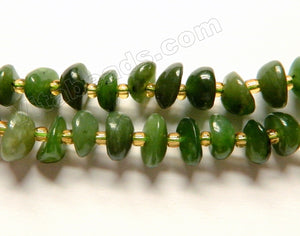 Natural Nephrite Stone  -  Irregular Saucer Beads w/ Spacers  16"