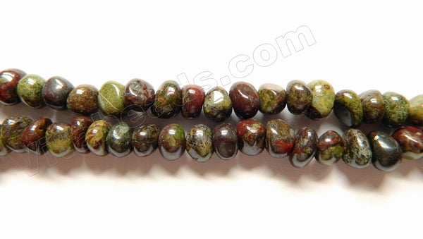 New Blood Stone  -  Center Drilled Nugget Beads 16"