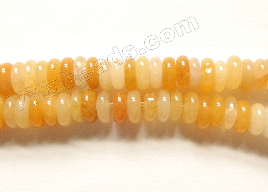 Mixed Honey Yellow Jade  -  Small Wheel Beads 15"