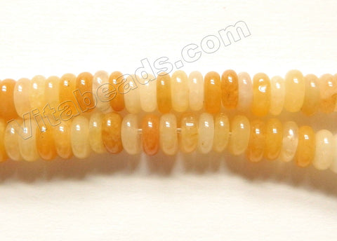 Mixed Honey Yellow Jade  -  Small Wheel Beads 15"