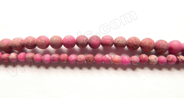 Matte Fuchsia Impression Jasper -  Smooth Round Beads  16"