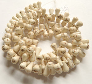 Ivory Cracked Turquoise  -  Round Teardrops Top-drilled 16"