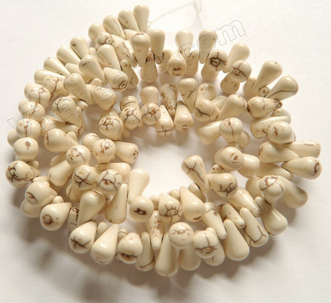Ivory Cracked Turquoise  -  Round Teardrops Top-drilled 16"