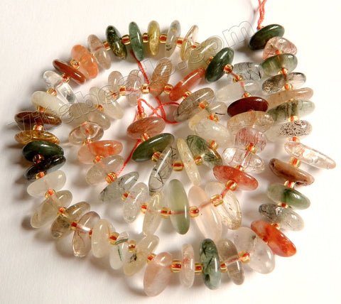 Natural Mixed Rutilated Quartz  -  Irregular Saucer Nugget w/ Spacers  16"