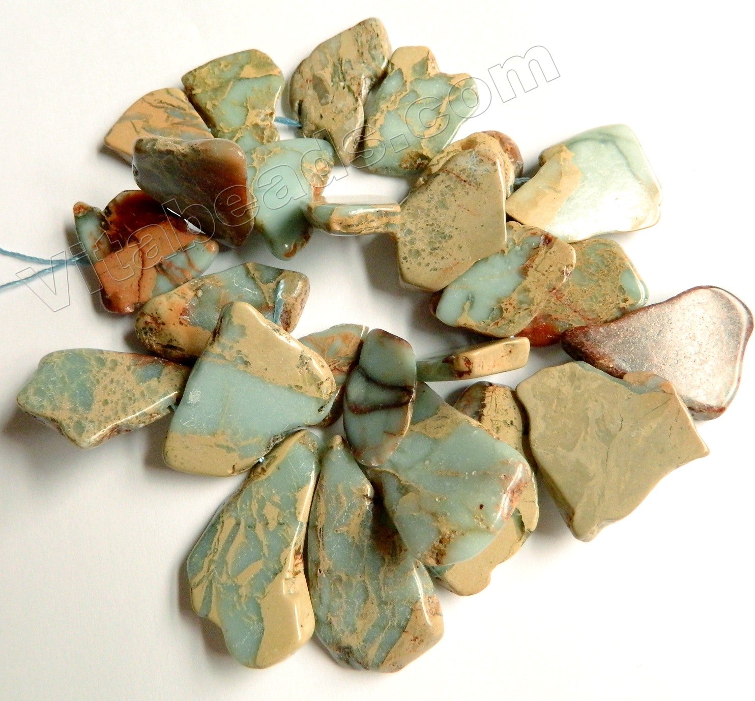 Cyan Amazonite Impression Jasper - Graduated Top-drilled Slabs  15"