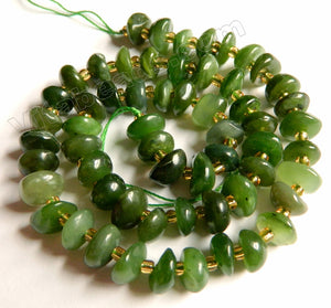Natural Nephrite Stone  -  Irregular Saucer Beads w/ Spacers  16"