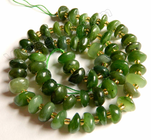 Natural Nephrite Stone  -  Irregular Saucer Beads w/ Spacers  16"