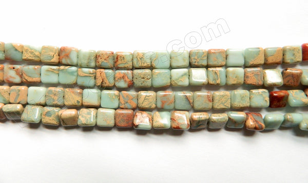 Cyan Impression Jasper  -  Puff Squares  16"