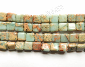 Cyan Impression Jasper  -  Puff Squares  16"