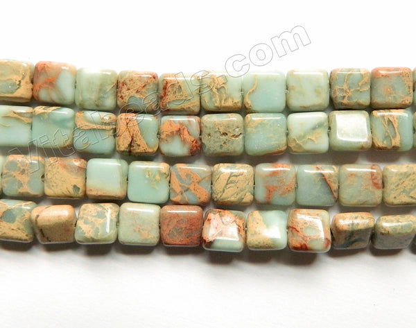 Cyan Impression Jasper  -  Puff Squares  16"